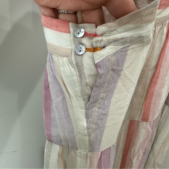 Rails Amaya Dress Juliette Metallic Stripe Pink Linen Midi - Picture 7 of 12